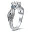 Twisted Scroll Diamond Ring with Aquamarine Accents, smallview
