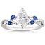 Moissanite Willow Ring With Sapphire Accents in 18K White Gold