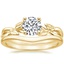 18K Yellow Gold Budding Willow Ring with Petite Curved Wedding Ring
