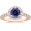 Rose Gold Sapphire Lotus Flower Diamond Ring with Side Stones (3/4 ct. tw.)