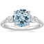 Aquamarine Adorned Opera Diamond Ring (1/2 ct. tw.) in 18K White Gold
