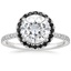 Moissanite Waverly Diamond Ring with Black Diamond Accents in 18K White Gold