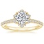 18K Yellow Gold Flor Diamond Ring, smalltop view