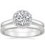 18K White Gold Lotus Flower Diamond Ring (1/3 ct. tw.) with 2.5mm Comfort Fit Wedding Ring