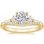 18K Yellow Gold Three Stone Floating Diamond Ring with Petite Curved Diamond Ring (1/10 ct. tw.)