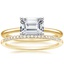 18K Yellow Gold Horizontal Petite Comfort Fit Ring with Whisper Diamond Ring (1/10 ct. tw.)