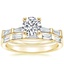 18K Yellow Gold Memoir Baguette Diamond Ring (1/2 ct. tw.) with Lane Diamond Ring (1/3 ct. tw.)