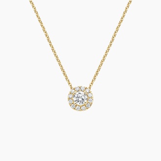 Diamond Halo Pendant in 18K Yellow Gold