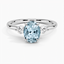 Aquamarine Perfect Fit Three Stone Diamond Ring in 18K White Gold