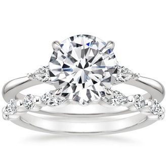 18K White Gold Aria Diamond Ring (1/10 ct. tw.) with Versailles Diamond Ring (3/8 ct. tw.)