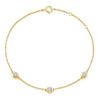 Three Diamond Bezel Bracelet (1/6 ct. tw.)
