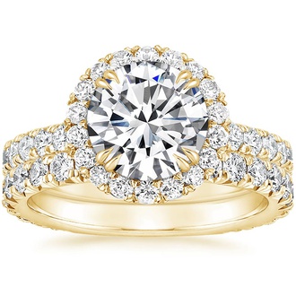 18K Yellow Gold Luxe Sienna Halo Diamond Bridal Set (1 3/8 ct. tw.)