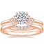 14K Rose Gold Fiorella Diamond Ring with Crescent Diamond Ring