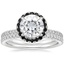 18KW Moissanite Waverly Diamond Ring with Black Diamond Accents with Luxe Ballad Diamond Ring, smalltop view
