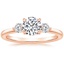 14K Rose Gold Perfect Fit Three Stone Diamond Ring, smalltop view