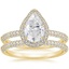 18KY Moissanite Valencia Halo Diamond Bridal Set, smalltop view