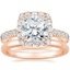 14K Rose Gold Luxe Sienna Halo Diamond Ring (3/4 ct. tw.) with 2mm Comfort Fit Wedding Ring