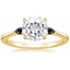 Yellow Gold Moissanite Aria Ring with Black Diamond Accents