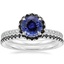 18KW Sapphire Waverly Diamond Ring with Black Diamond Accents with Luxe Ballad Black Diamond Ring, smalltop view