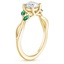 18K Yellow Gold Willow Ring With Lab Emerald Accents, smallside view