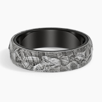 Modern Meteorite and Black Tungsten Wedding Ring