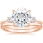 14KR Moissanite Selene Diamond Ring (1/10 ct. tw.) with Petite Curved Wedding Ring, smalltop view