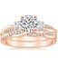 14K Rose Gold Three Stone Petite Twisted Vine Diamond Bridal Set (1/2 ct. tw.)