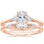 14K Rose Gold Trillion Three Stone Diamond Ring with Yvette Diamond Ring