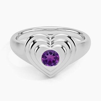 Amethyst Heart Signet Ring