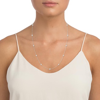 Long Chain Pearl Strand Necklace 24 In.
