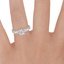 18K White Gold Delicate Antique Scroll Diamond Ring, smallzoomed in top view on a hand
