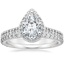 18K White Gold Fancy Halo Diamond Ring with Side Stones (2/5 ct. tw.) with Petite Shared Prong Eternity Diamond Ring (1/2 ct. tw.)