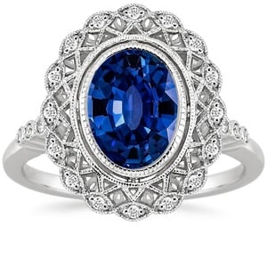 Lab Created Sapphire Alvadora Diamond Ring in Platinum
