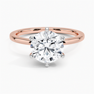 14K Rose Gold Petite Comfort Fit Six-Prong Solitaire Ring