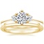18K Yellow Gold Tallula Three Stone Diamond Ring with Petite Comfort Fit Wedding Ring
