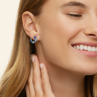 Blue Gemstone Hoop Earrings - Hydrangea Bouquet - Brilliant Earth