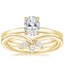 18K Yellow Gold Floral Lattice Ring with Abelia Diamond Ring