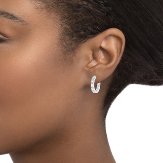 Lab Created Double Sided Diamond Hoop Earrings