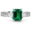 Custom Engraved Emerald Ring with Trillion Accents