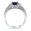 Sapphire and Diamond Halo Ring with Vintage Details, smallside view