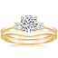 18K Yellow Gold Selene Diamond Ring (1/10 ct. tw.) with Petite Curved Wedding Ring