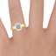 18K Yellow Gold Vesper Ring, smallzoomed in top view on a hand