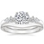 Platinum Rosette Diamond Ring with Petite Curved Wedding Ring
