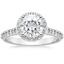 18KW Moissanite Halo Diamond Ring with Side Stones (1/3 ct. tw.), smalltop view
