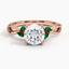 Rose Gold Moissanite Willow Ring With Lab Emerald Accents