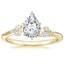 Pear 18K Yellow Gold Camellia Diamond Ring