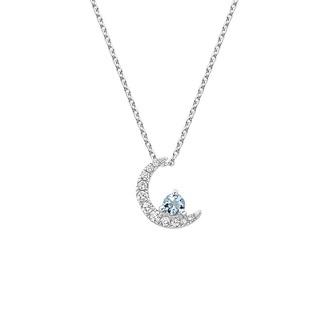 Crescent Moon Aquamarine and Diamond Pendant