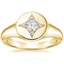 Yellow Gold Lotus Inspired Diamond Signet Ring 