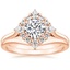 14K Rose Gold Dahlia Halo Diamond Ring (1/3 ct. tw.) with Petite Curved Wedding Ring