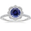 18KW Sapphire Reina Halo Diamond Ring, smalltop view